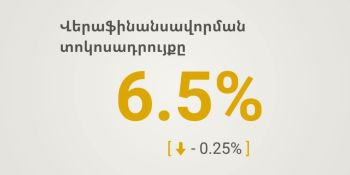 ՀՀ ԿԲ-ն  վերաֆինանսավորման տոկոսադրույքն իջեցրել է 0.25 տոկոսային կետով