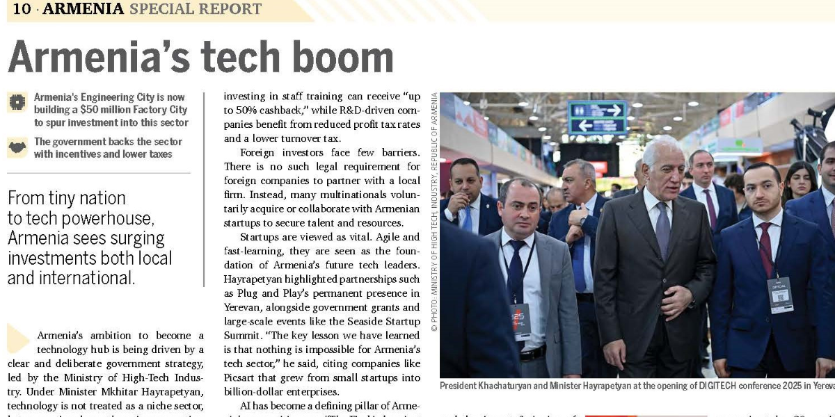 Los Angeles Times-ը զեկույց է հրապարակել Հայաստանի ներդրումային միջավայրի և տեխնոլոգիական ոլորտի մասին